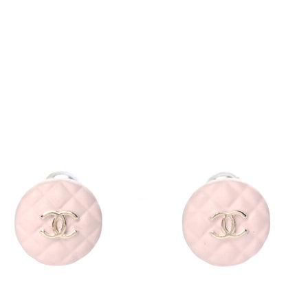 Chanel Enamel Quilted CC Earrings Pink Gold 1 of 4
