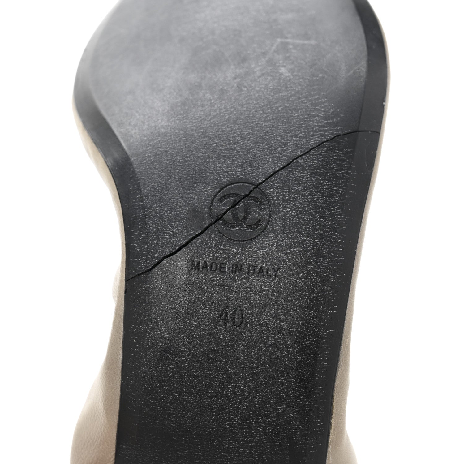 Chanel Lambskin CC Elastic Cap Toe Ballerina 40 Flats 40 Beige Black 7 of 10