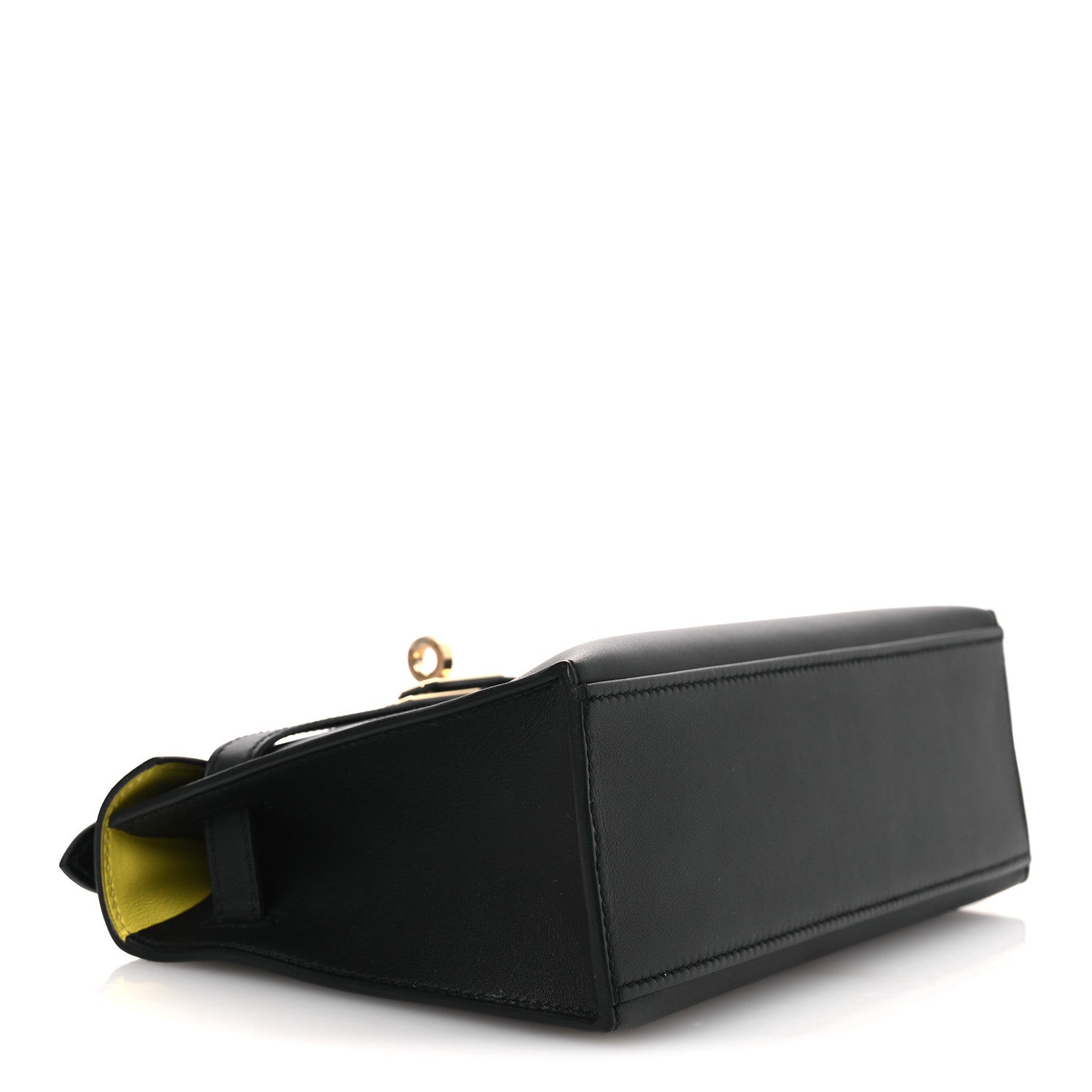 Hermes Swift Horseshoe Kelly Pochette Clutch Black Lime 4 of 12
