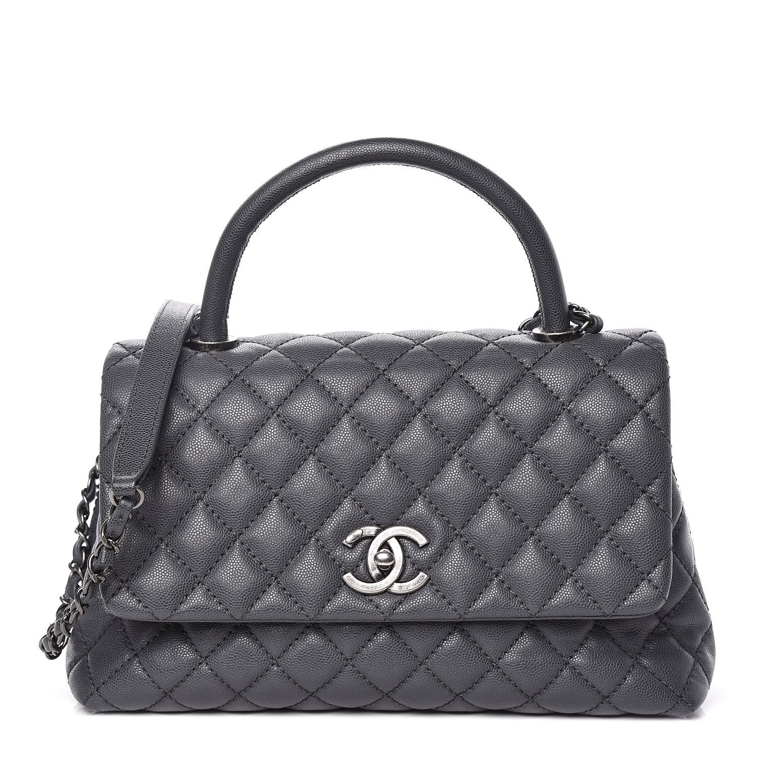 Chanel Caviar Quilted Small Coco Handle Flap Gray 1 of 18