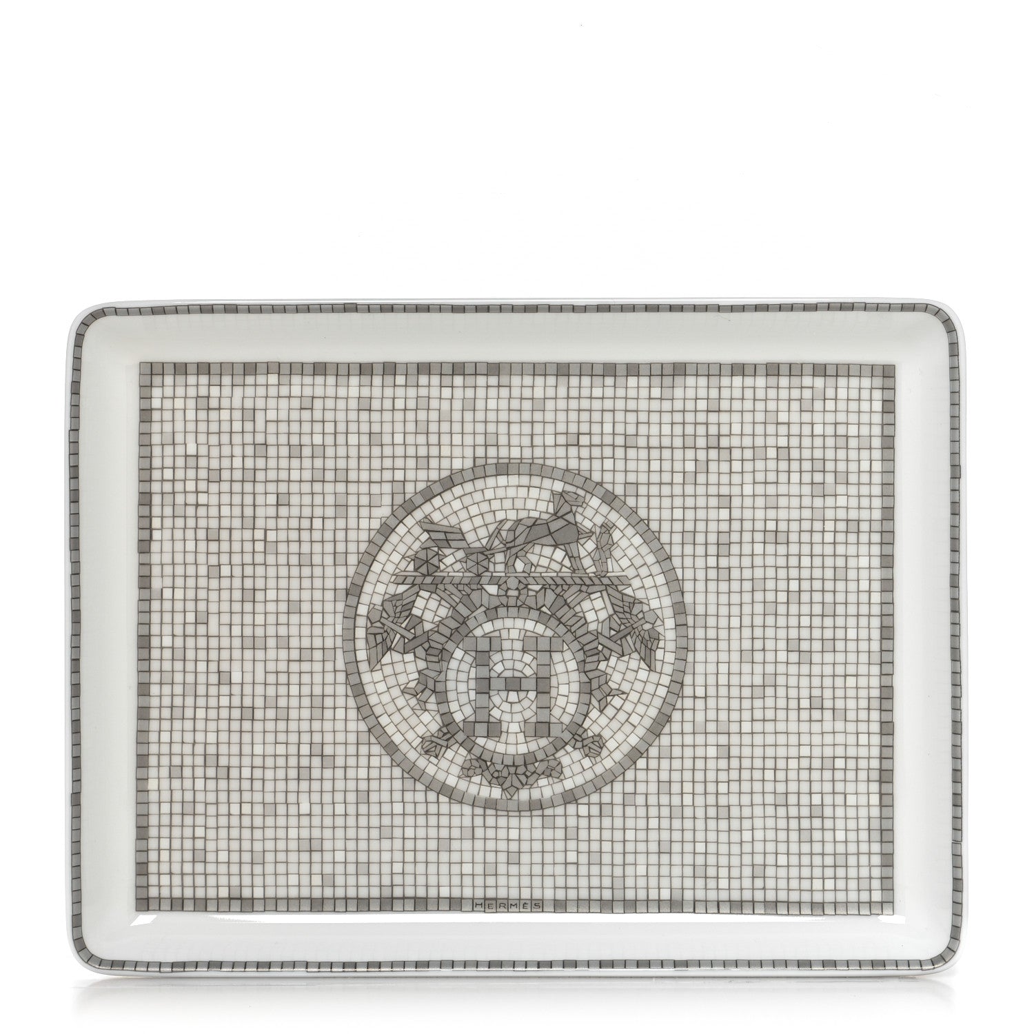 Hermes Porcelain Mosaique Au 24 Sushi Plate Platine 1 of 8