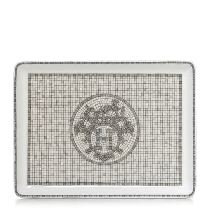 Hermes Porcelain Mosaique Au 24 Sushi Plate Platine 1 of 8