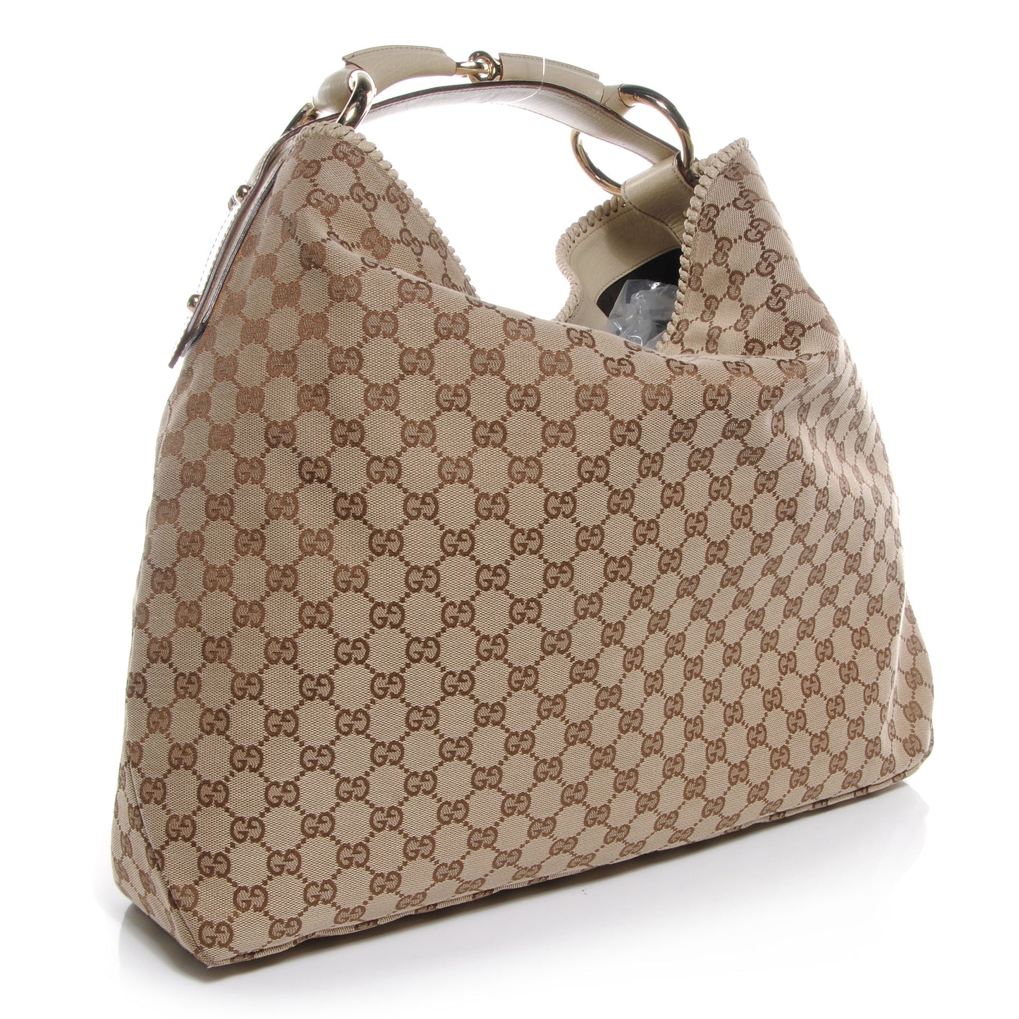 Monogram Large Horsebit Chain Hobo Off White