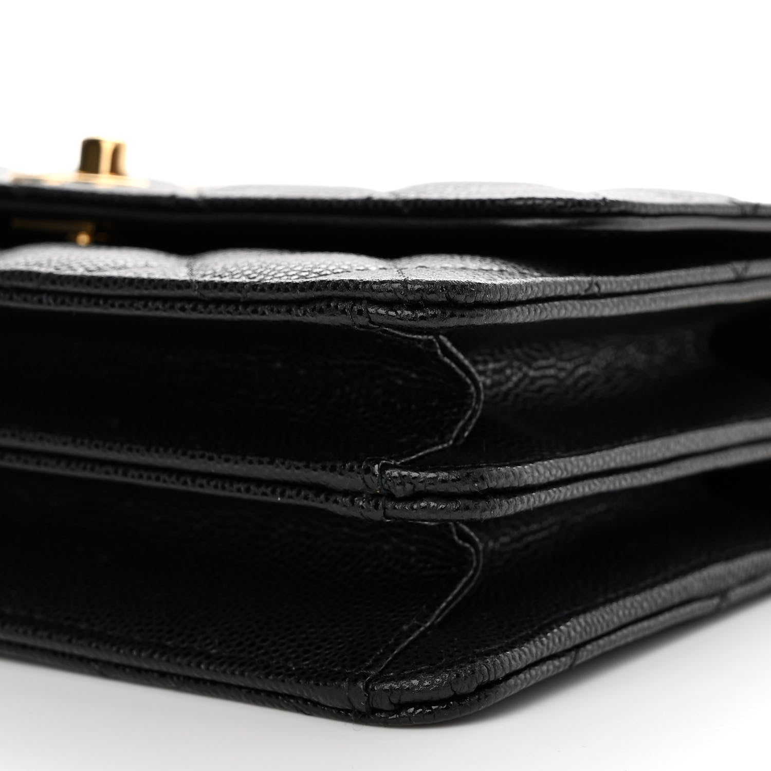 Chanel Shiny Caviar Quilted Flap Charm Wallet On Chain WOC Black 12 of 13