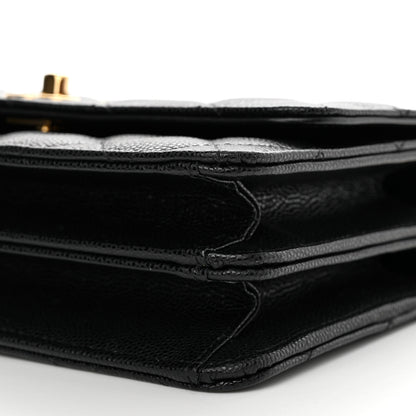Chanel Shiny Caviar Quilted Flap Charm Wallet On Chain WOC Black 12 of 13