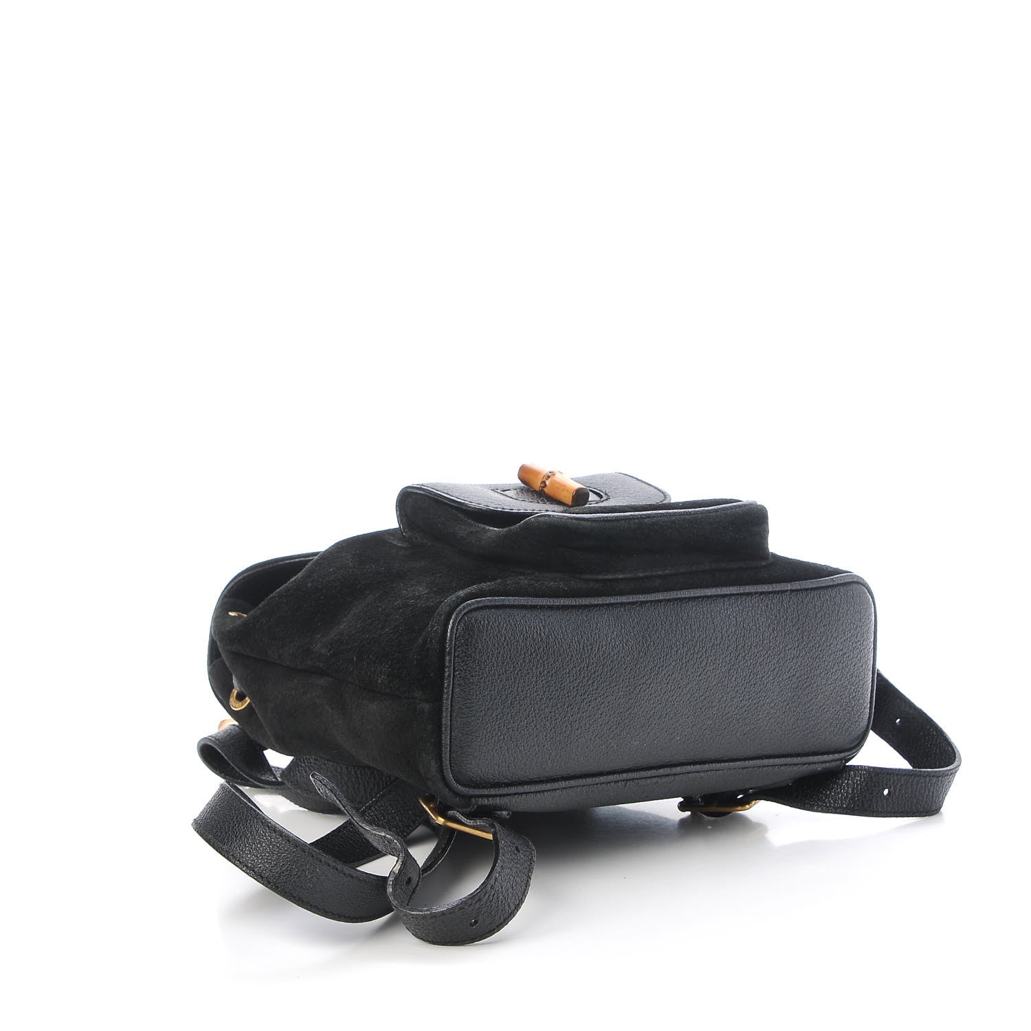 Gucci Calfskin Suede Bamboo Backpack Black 4 of 10