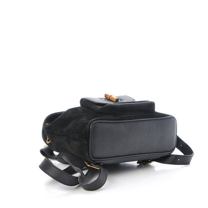 Gucci Calfskin Suede Bamboo Backpack Black 4 of 10
