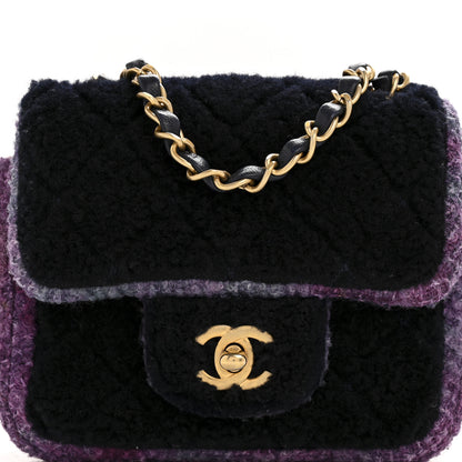 Chanel Shearling Tweed Quilted Mini Square Flap Bag Purple 8 of 13