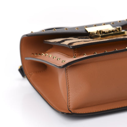 MCM Calfskin Leopard Studded Small Patricia Crossbody Bag Cognac Black 7 of 11