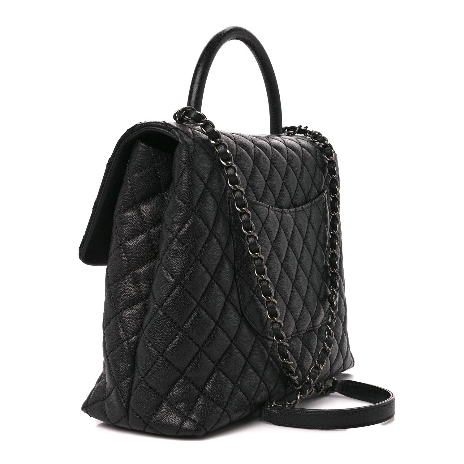 Chanel Caviar Quilted Large Coco Handle Flap Black 3 of 10
