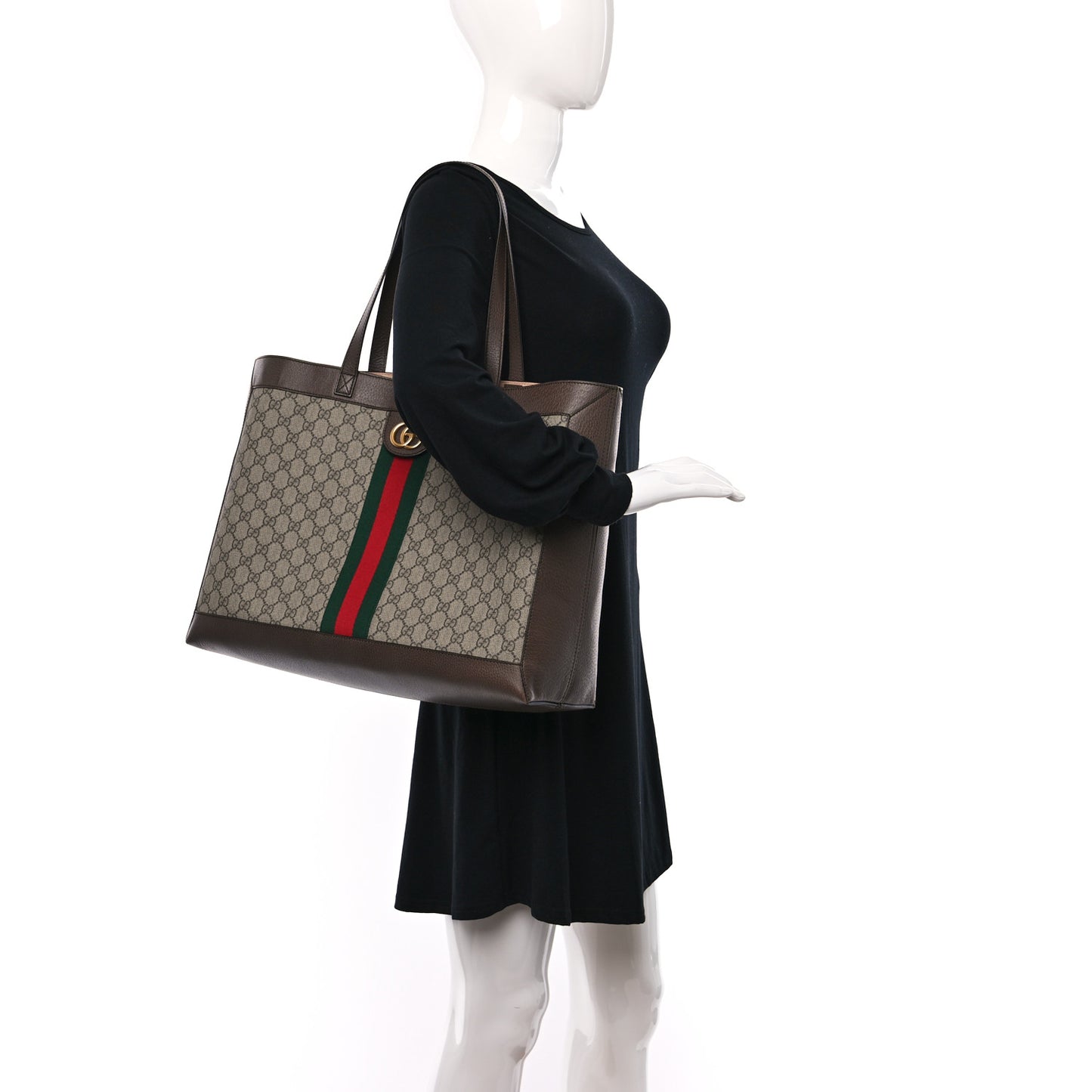 GG Supreme Monogram Web Ophidia Tote Brown