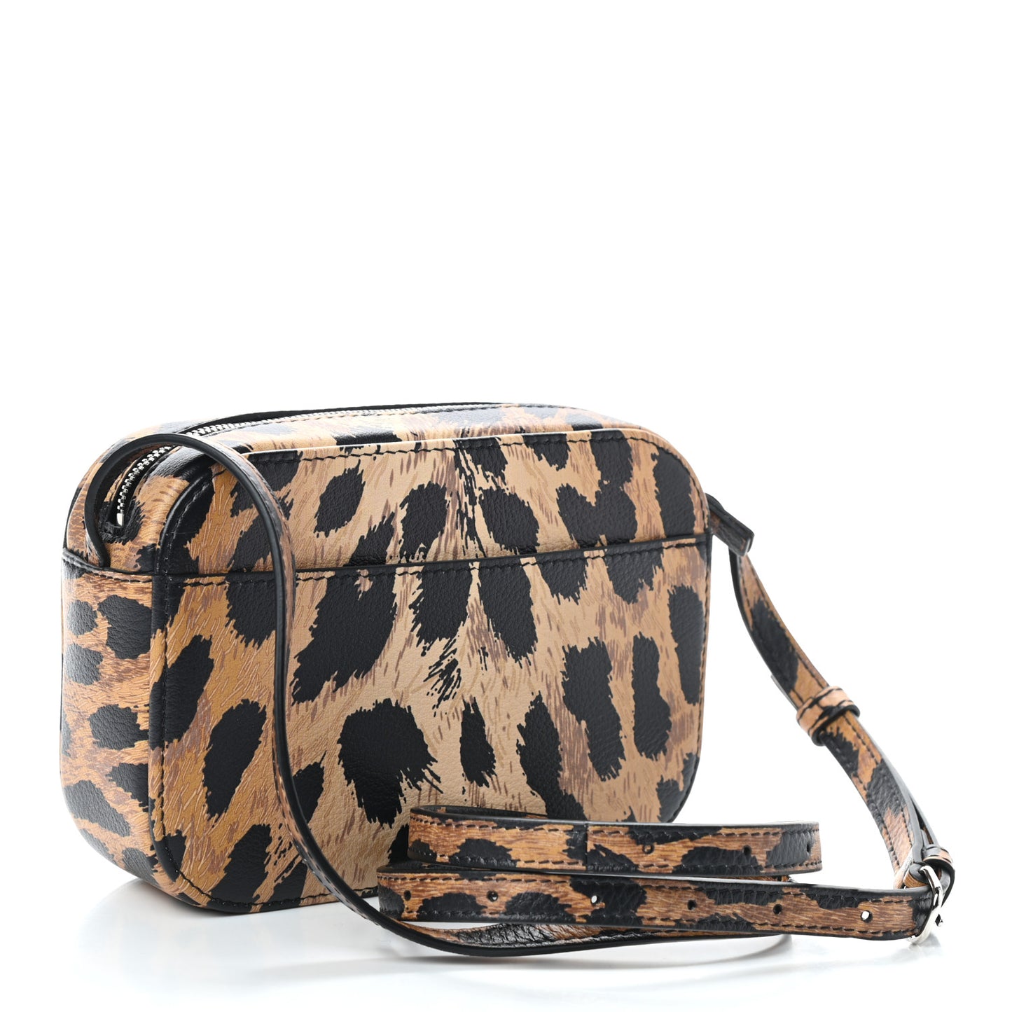 Calfskin Printed Leopard XS Everyday Camera Bag Beige White