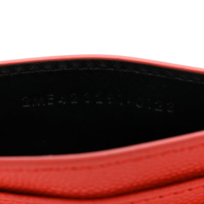 Saint Laurent Grain De Poudre Matelasse Chevron Monogram Credit Card Case Deep Mandarin 7 of 7