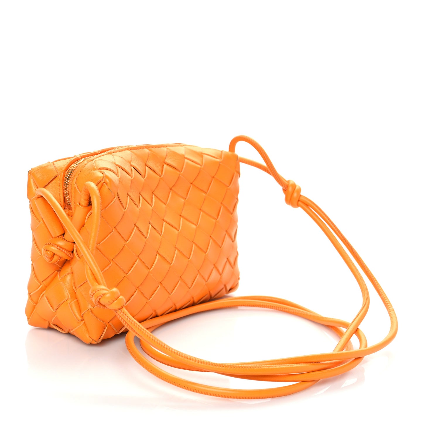 Nappa Calfskin Intrecciato Mini Looping Crossbody Tangerine