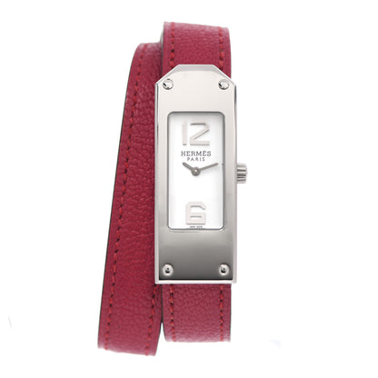 Hermes Stainless Steel Chevre Mysore 15mm Kelly II Double Tour Quartz Watch Rose Pourpre 2 of 10