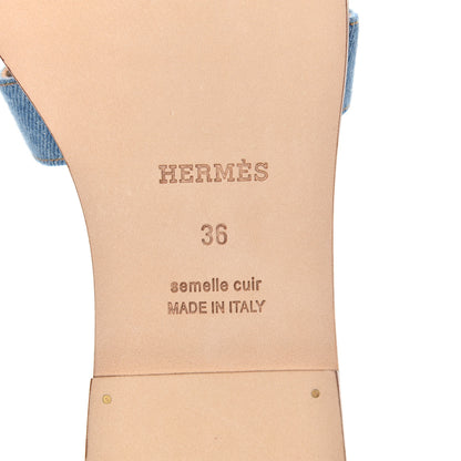 Hermes Denim Canvas Oran Sandals 36 Bleu Clair 7 of 9