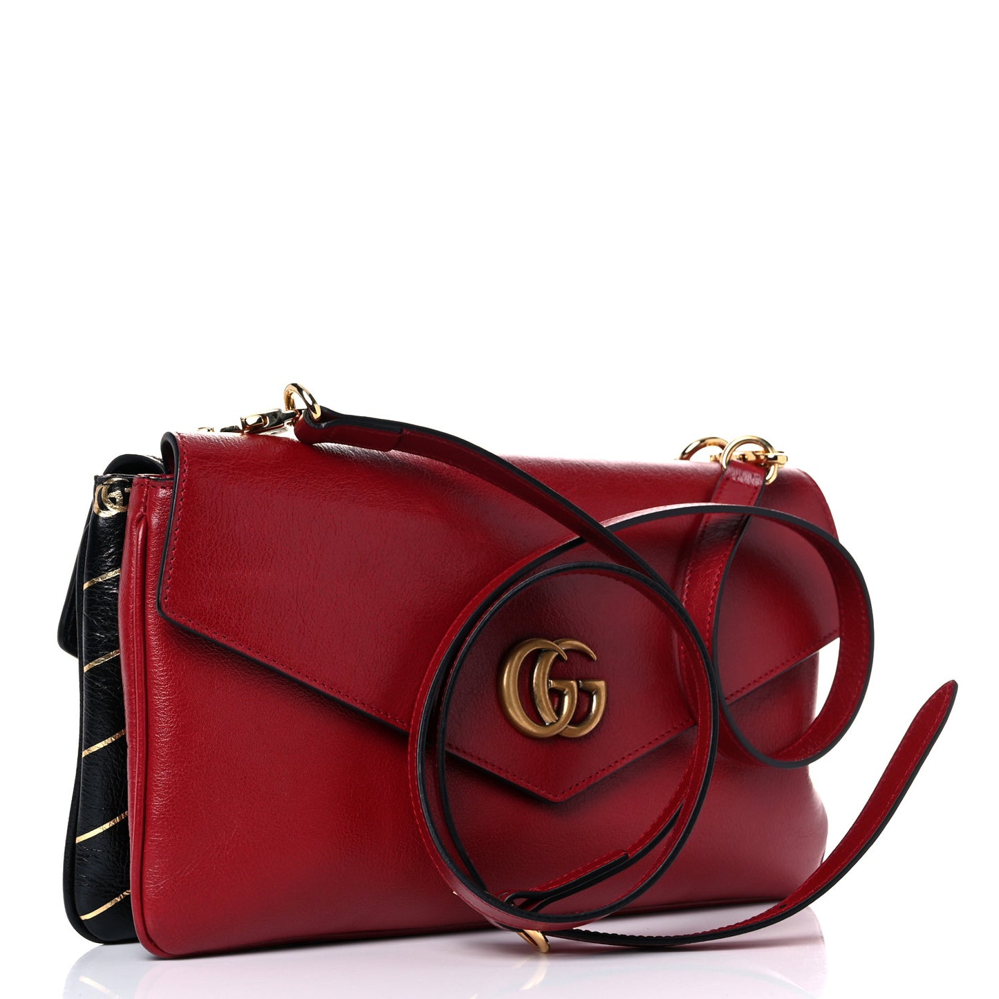 Calfskin Diagonal GG Medium Thiara Double Envelope Shoulder Bag Black Red