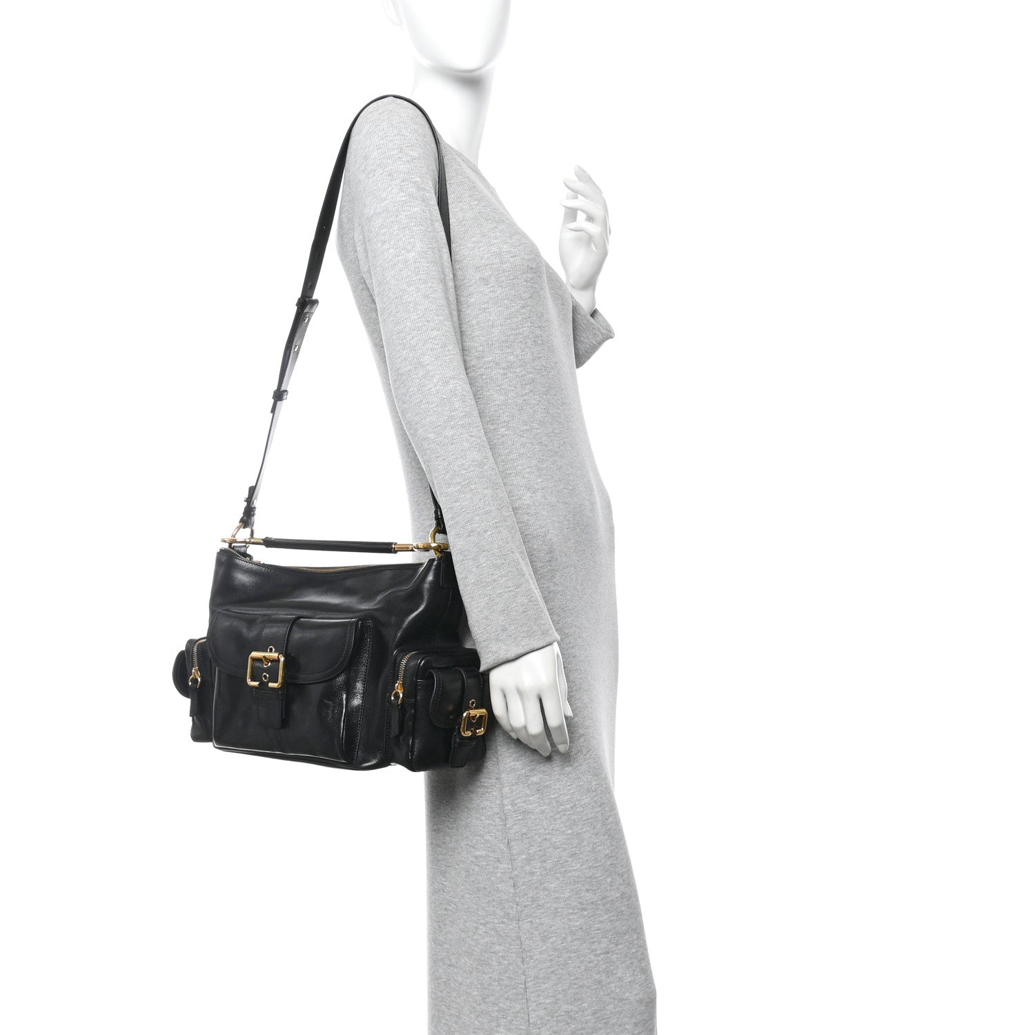 Chloe Shiny Calfskin Medium Double Carry Camera Bag Black 2 of 10