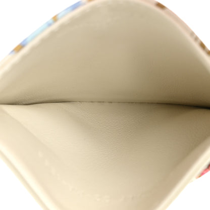 Christian Dior Calfskin Hibiscus Printed Card Holder Beige Multicolor 5 of 11