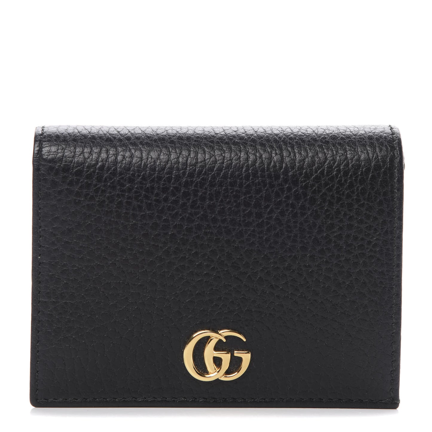 Pebbled Calfskin GG Marmont Card Case Black