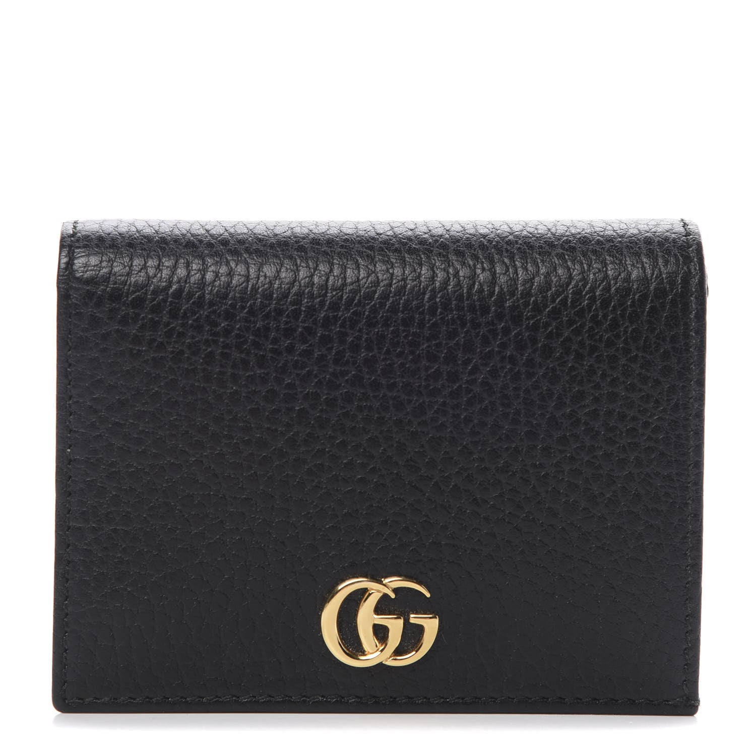 Gucci Pebbled Calfskin GG Marmont Card Case Black 1 of 8