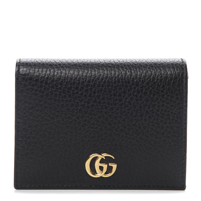 Gucci Pebbled Calfskin GG Marmont Card Case Black 1 of 8