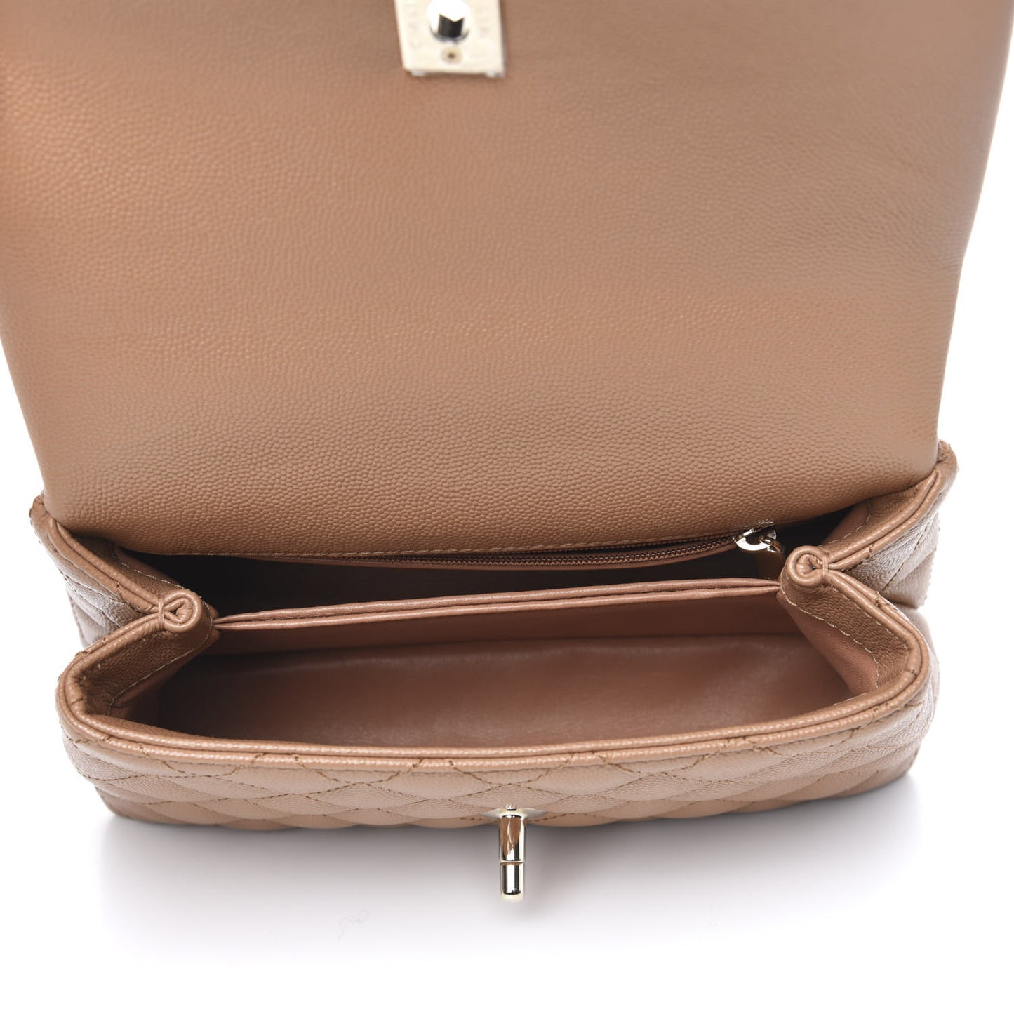 Caviar Quilted Mini Coco Handle Flap Brown