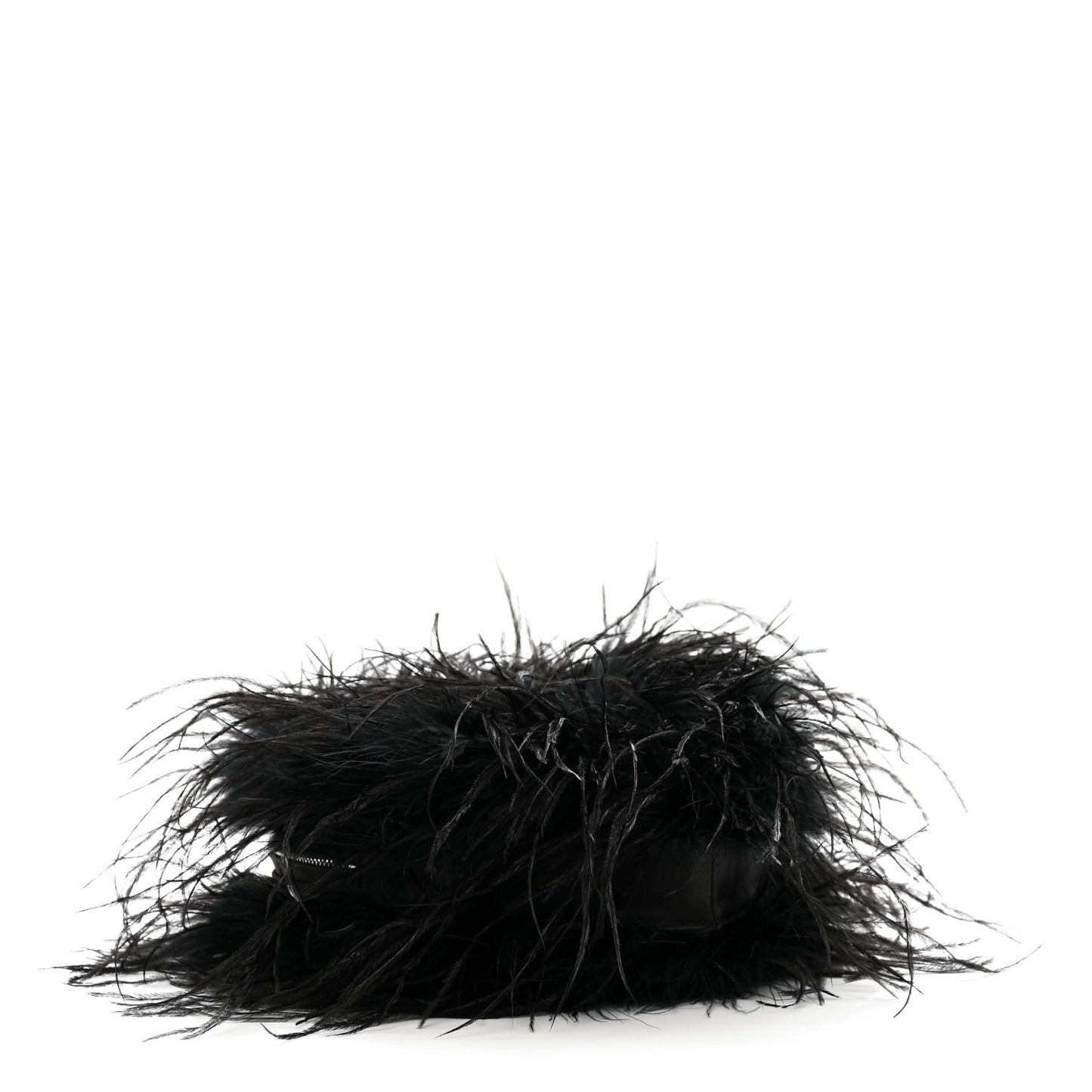Ostrich Feather Heart Pillow Clutch Black