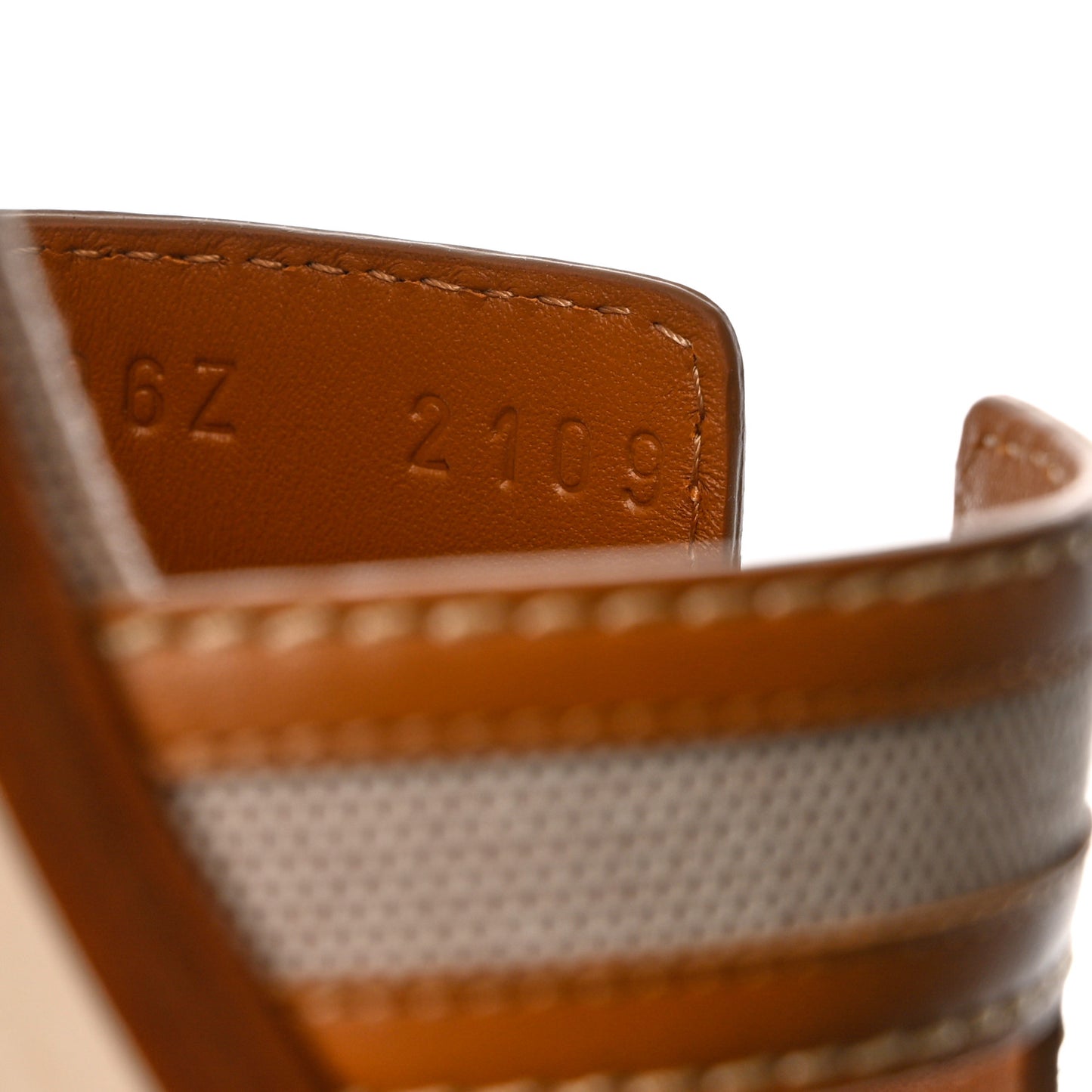 Calfskin Canvas Oran Sandals 36 Noisette Beige Dore