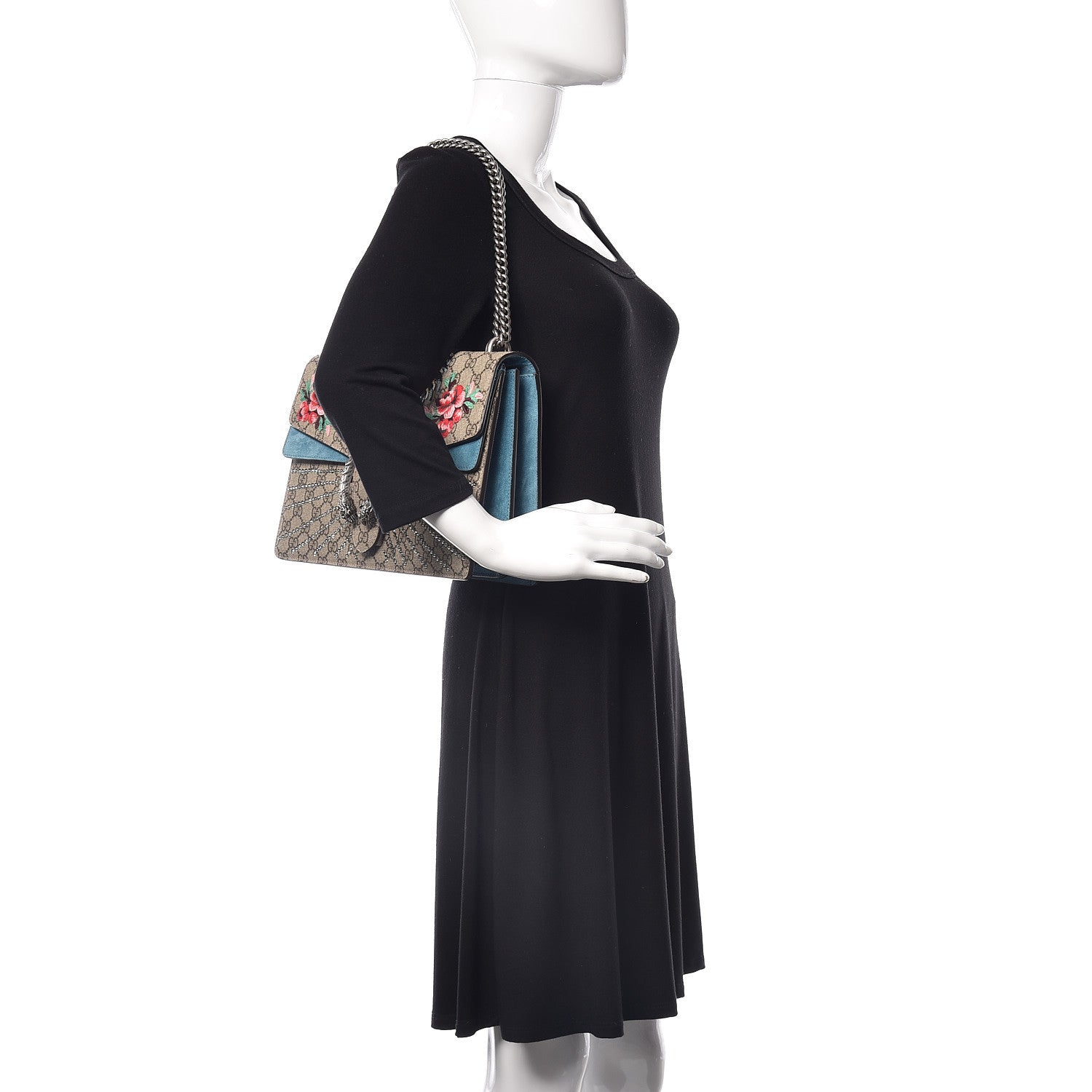 Gucci GG Supreme Monogram Angry Cat Embroidered Medium Dionysus Shoulder Bag Beige Ultramarine 2 of 16