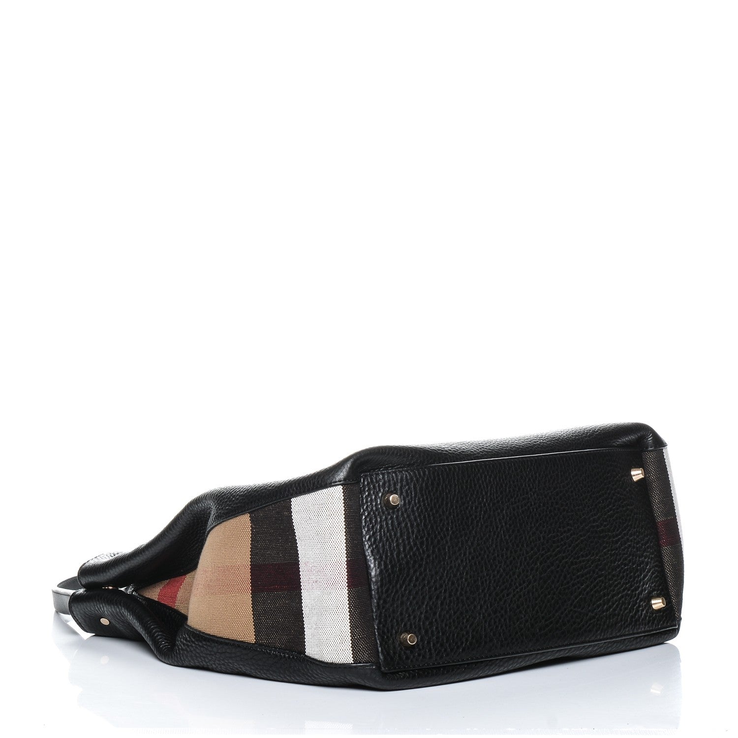 Burberry Grainy Calfskin House Check Medium Maidstone Black 4 of 6