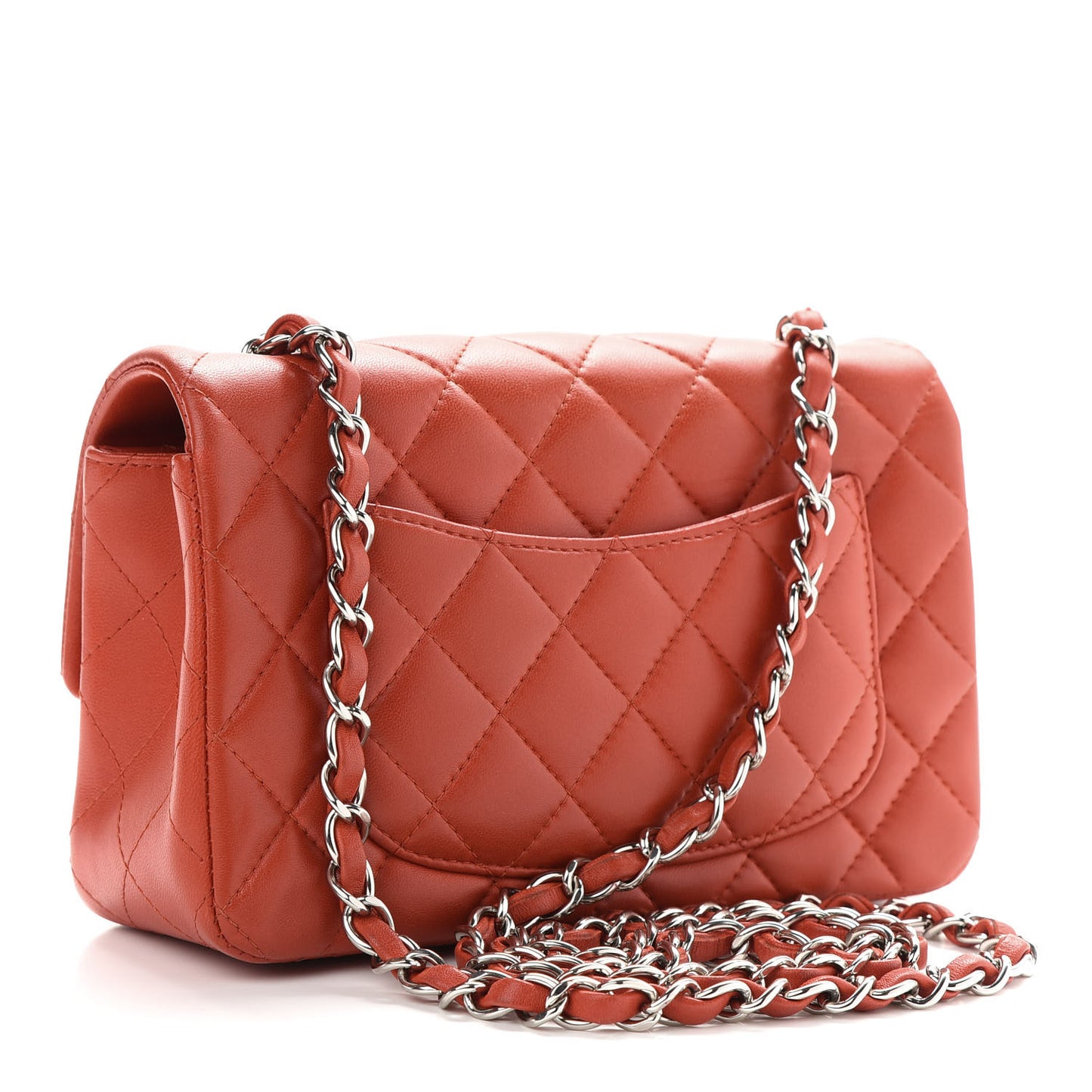 Lambskin Quilted Mini Rectangular Flap Red