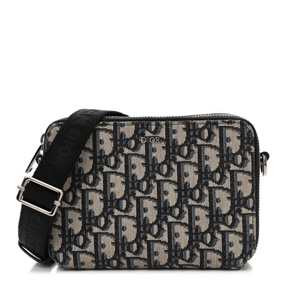 Christian Dior Oblique Pouch Beige Black 1 of 12