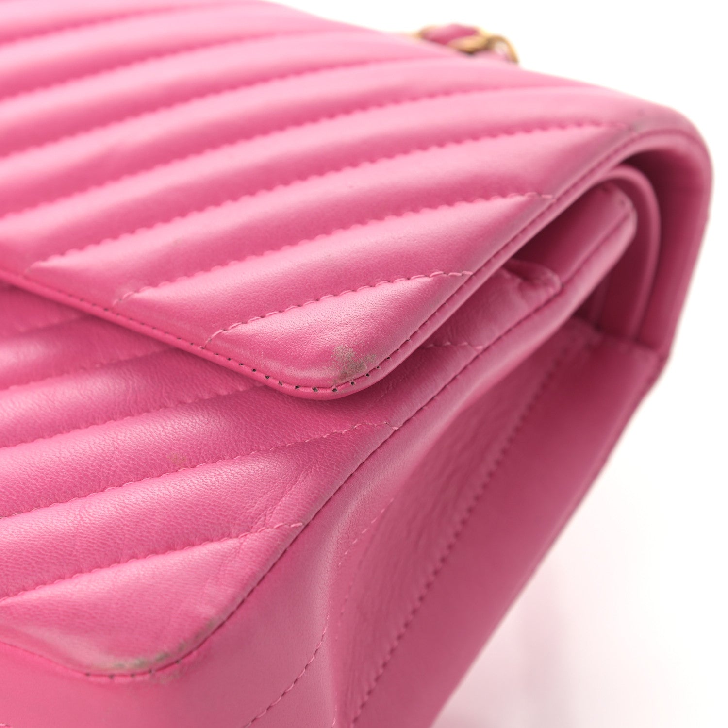 Chanel Lambskin Chevron Quilted Medium Double Flap Pink 18 of 24