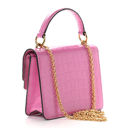 Mulberry Calfskin Crocodile Embossed Small Harlow Satchel Raspberry Pink 2 of 8