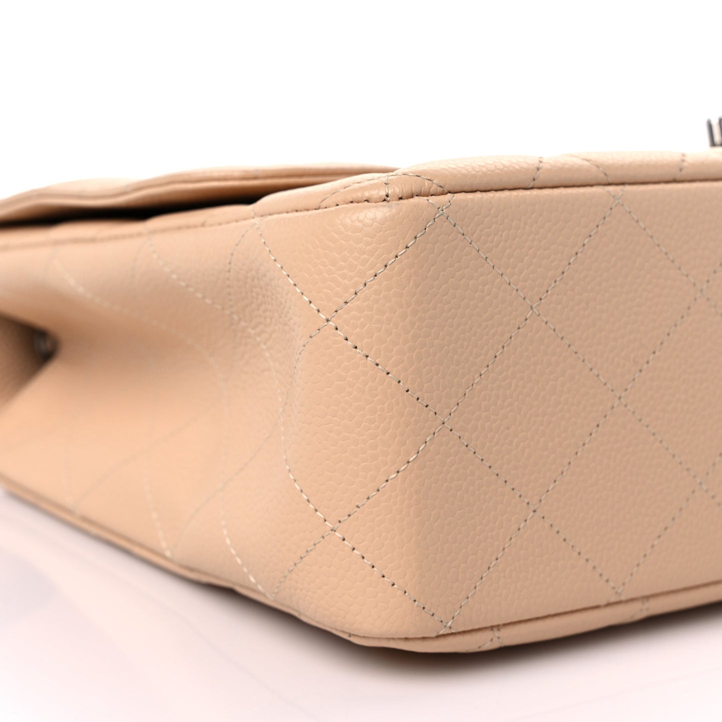 Caviar Quilted Jumbo Single Flap Beige
