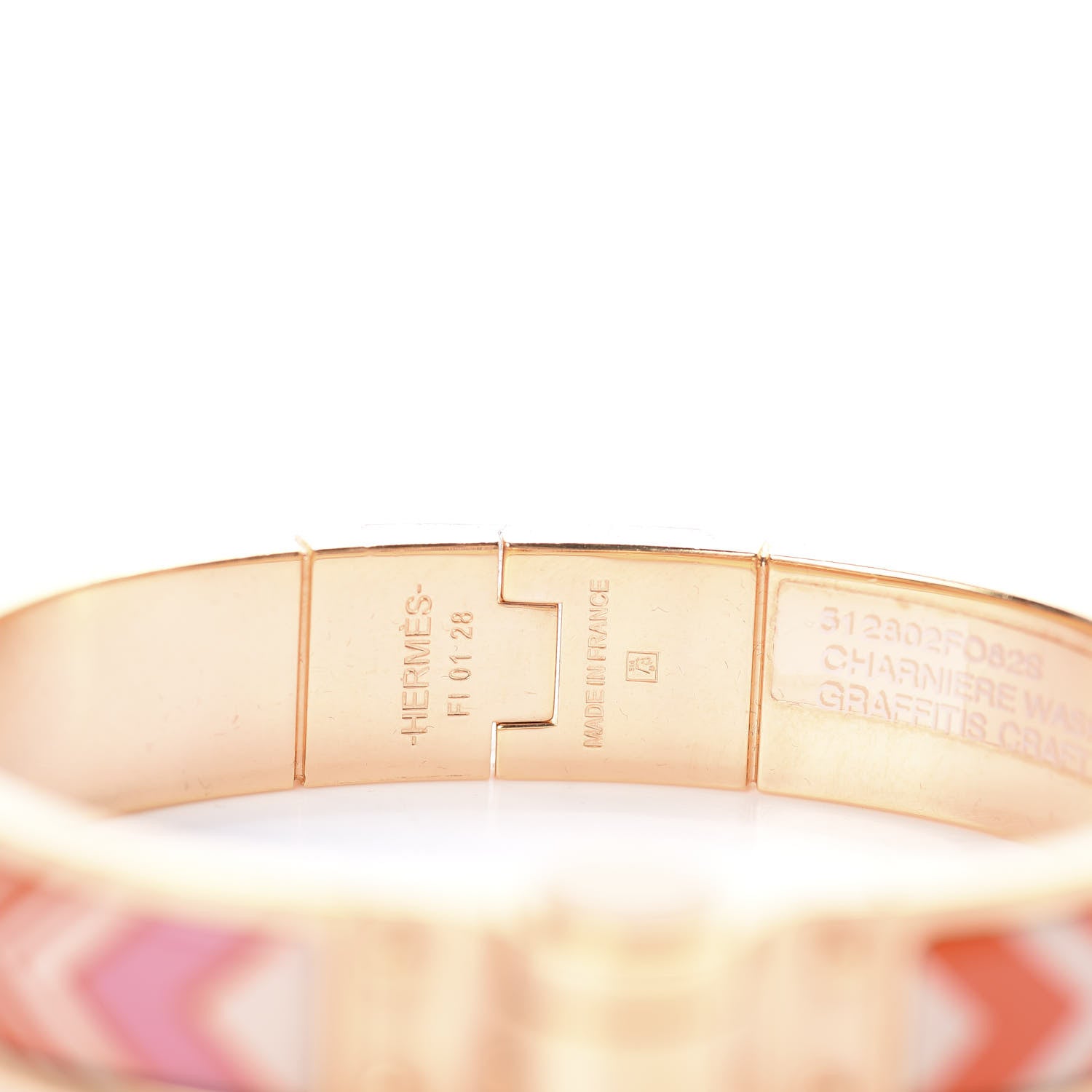 Hermes Enamel Printed Narrow Charniere Washingtons Carriage Hinged Bracelet S Graffitis Craft 3 of 3