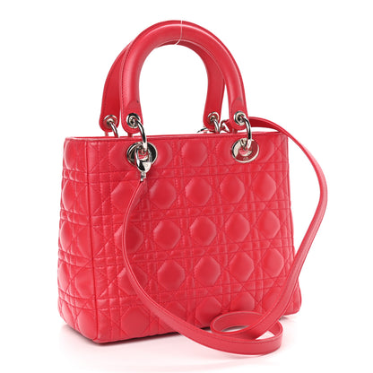 Christian Dior Lambskin Cannage Medium Lady Dior Red 2 of 12