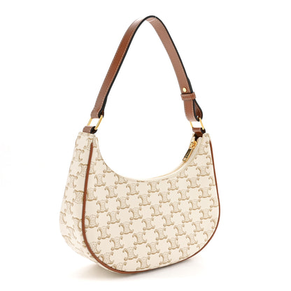 Celine Canvas Calfskin Ava Triomphe Shoulder Bag White 3 of 12