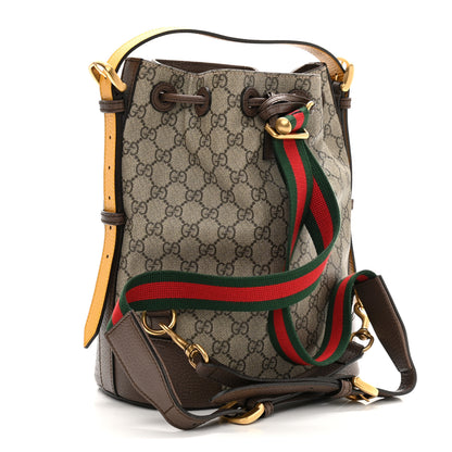 Gucci GG Supreme Monogram Neo Vintage Drawstring Bucket Backpack Beige New Acero Crop 3 of 10