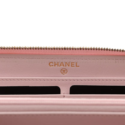 Chanel Caviar Quilted Large Gusset Zip Around Wallet Light Pink 6 of 11