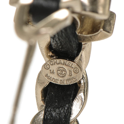 Chanel Lambskin CC Chain Hoop Earrings Black Gold 3 of 4