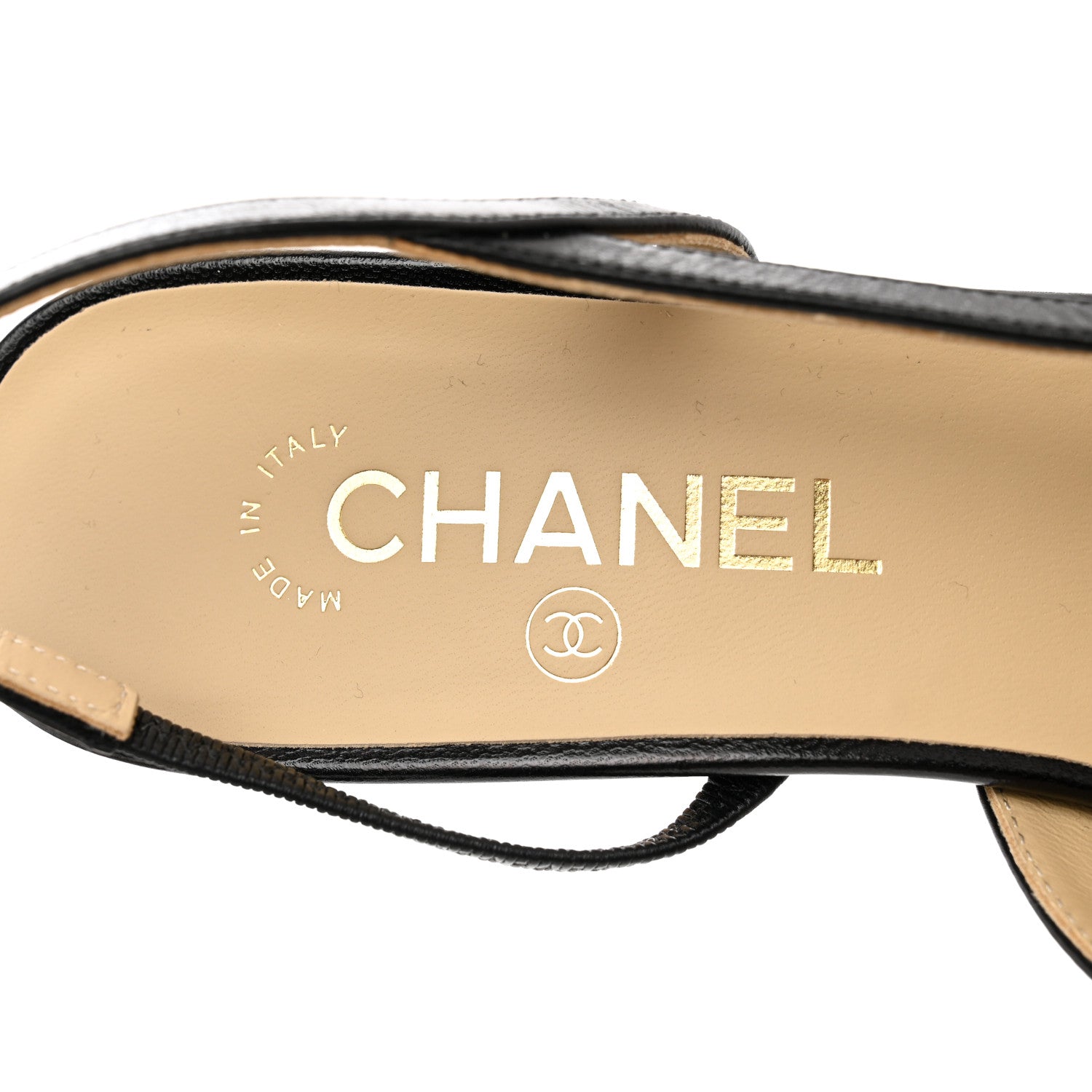 Chanel Goatskin Grosgrain Cap Toe CC Slingback Sandals 39.5 Black 6 of 9