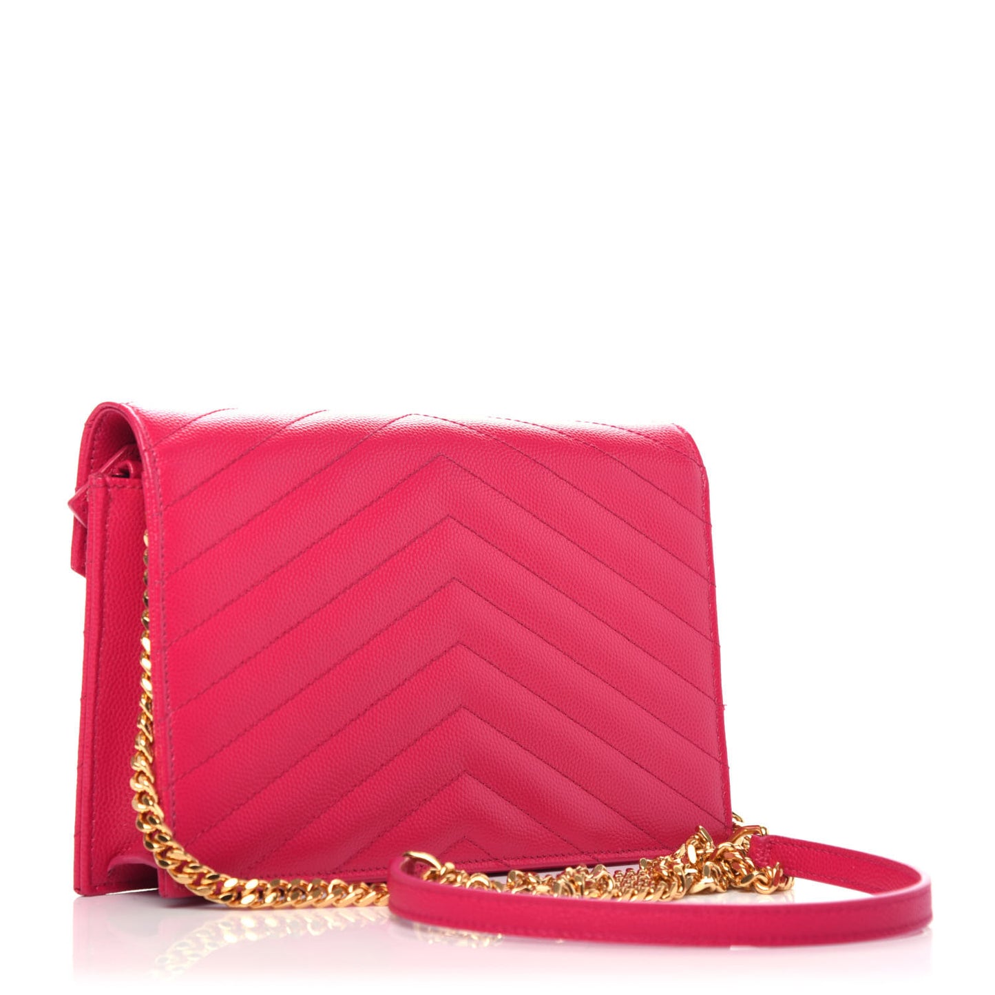 Grain De Poudre Matelasse Chevron Monogram Envelope Chain Wallet Bubblegum