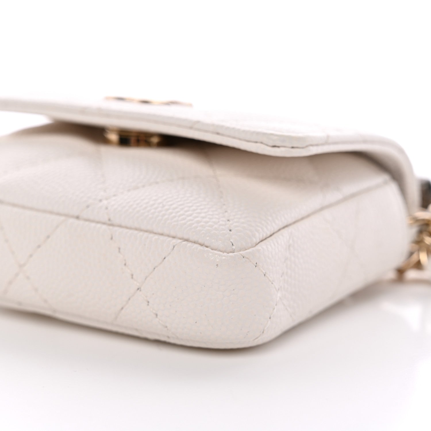 Chanel Caviar Quilted Belt Bag With Charms On Chain White 11 of 11