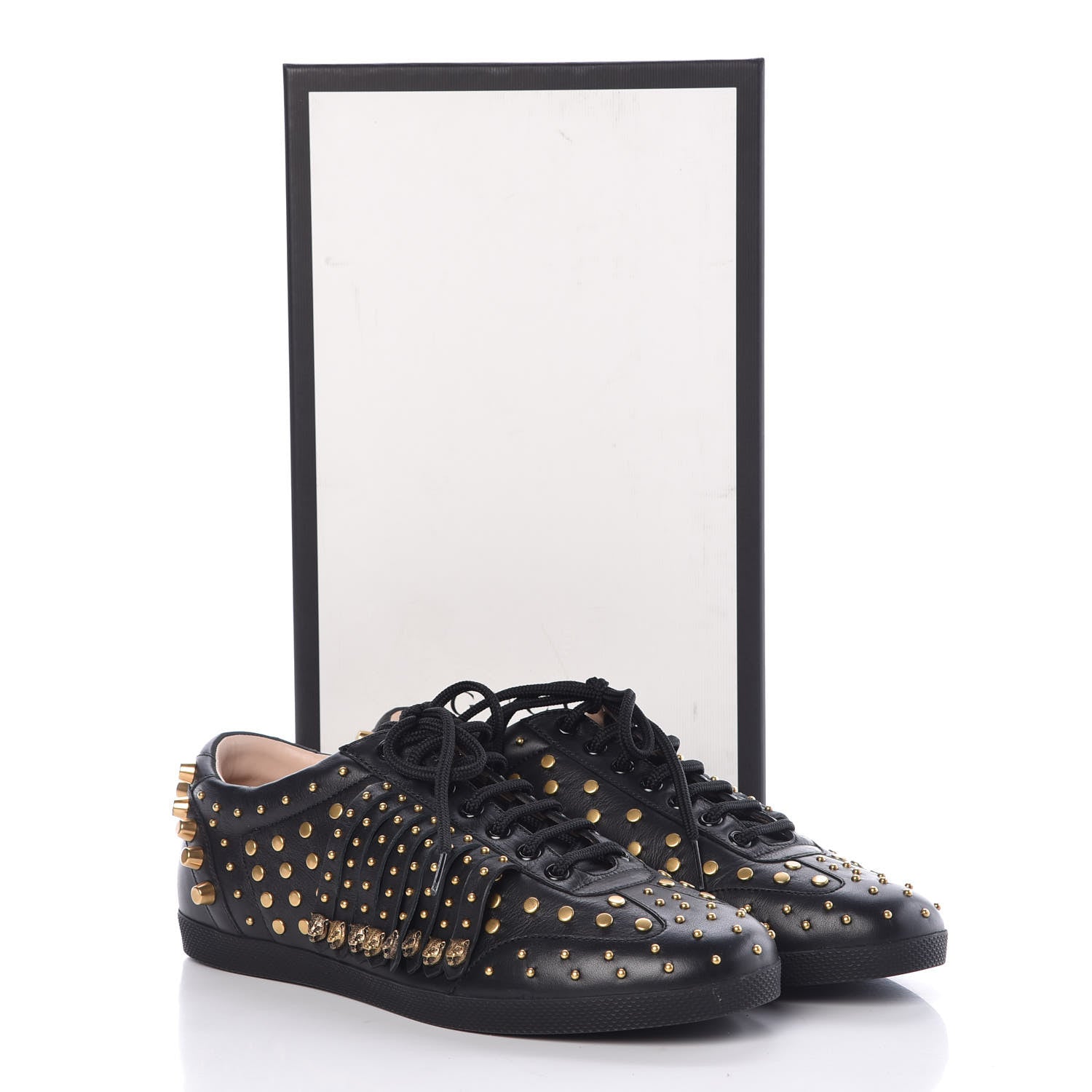 Gucci Calfskin Mens Studded Sneakers 8.5 Black 8 of 8