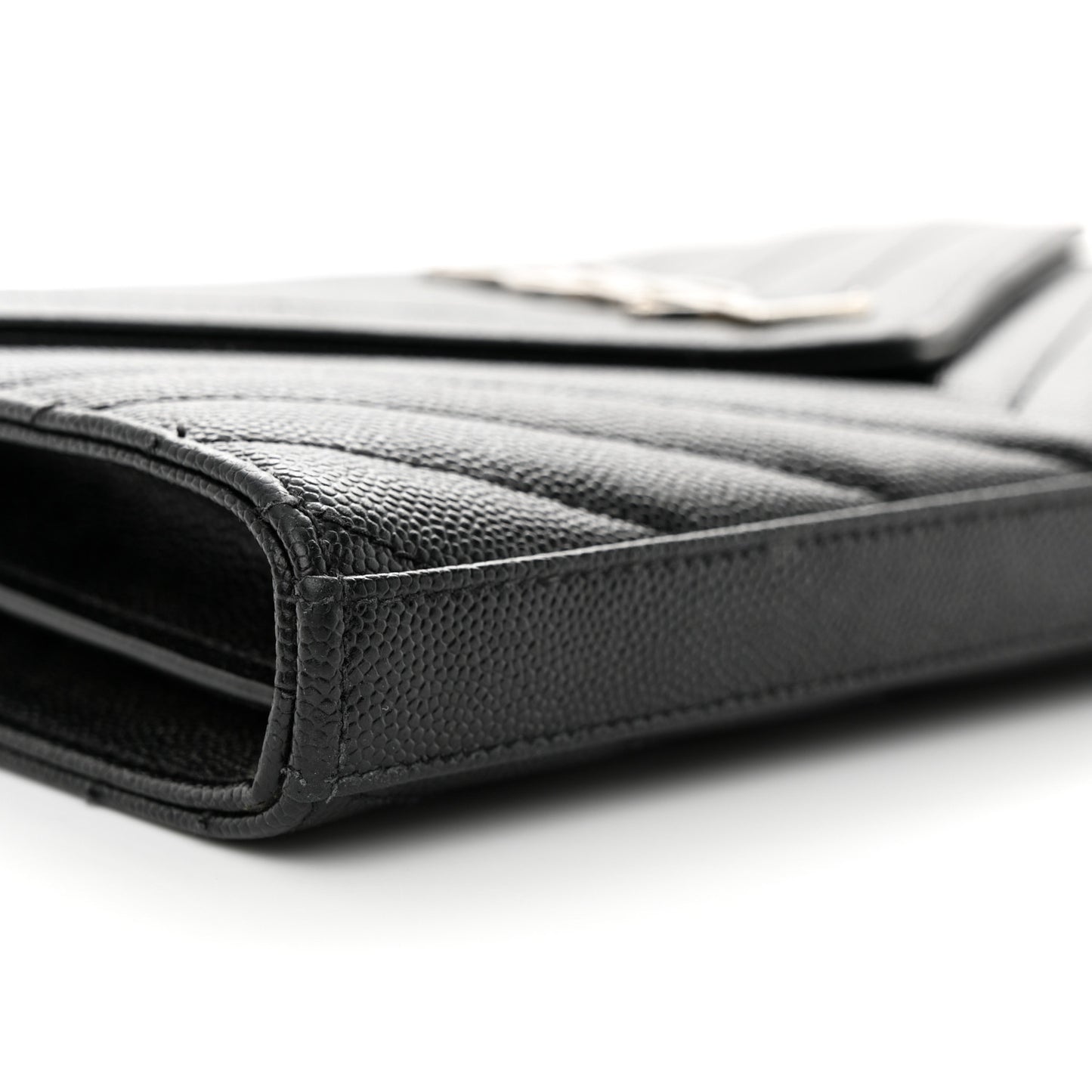 Grain De Poudre Matelasse Chevron Monogram Chain Wallet Black