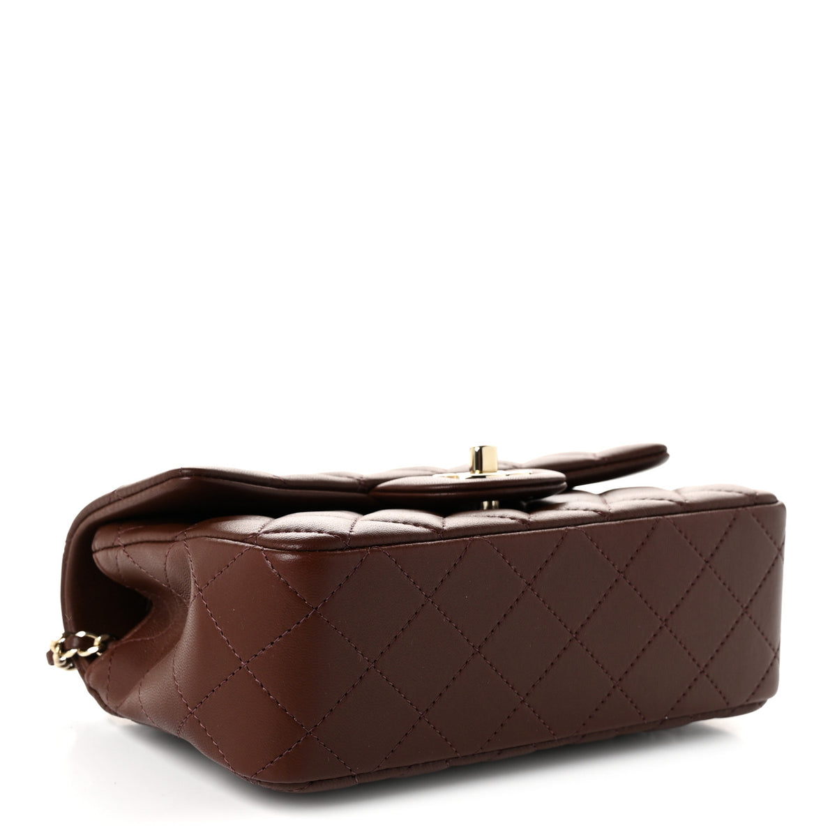 Chanel Lambskin Quilted Mini Top Handle Rectangular Flap Dark Brown 4 of 10