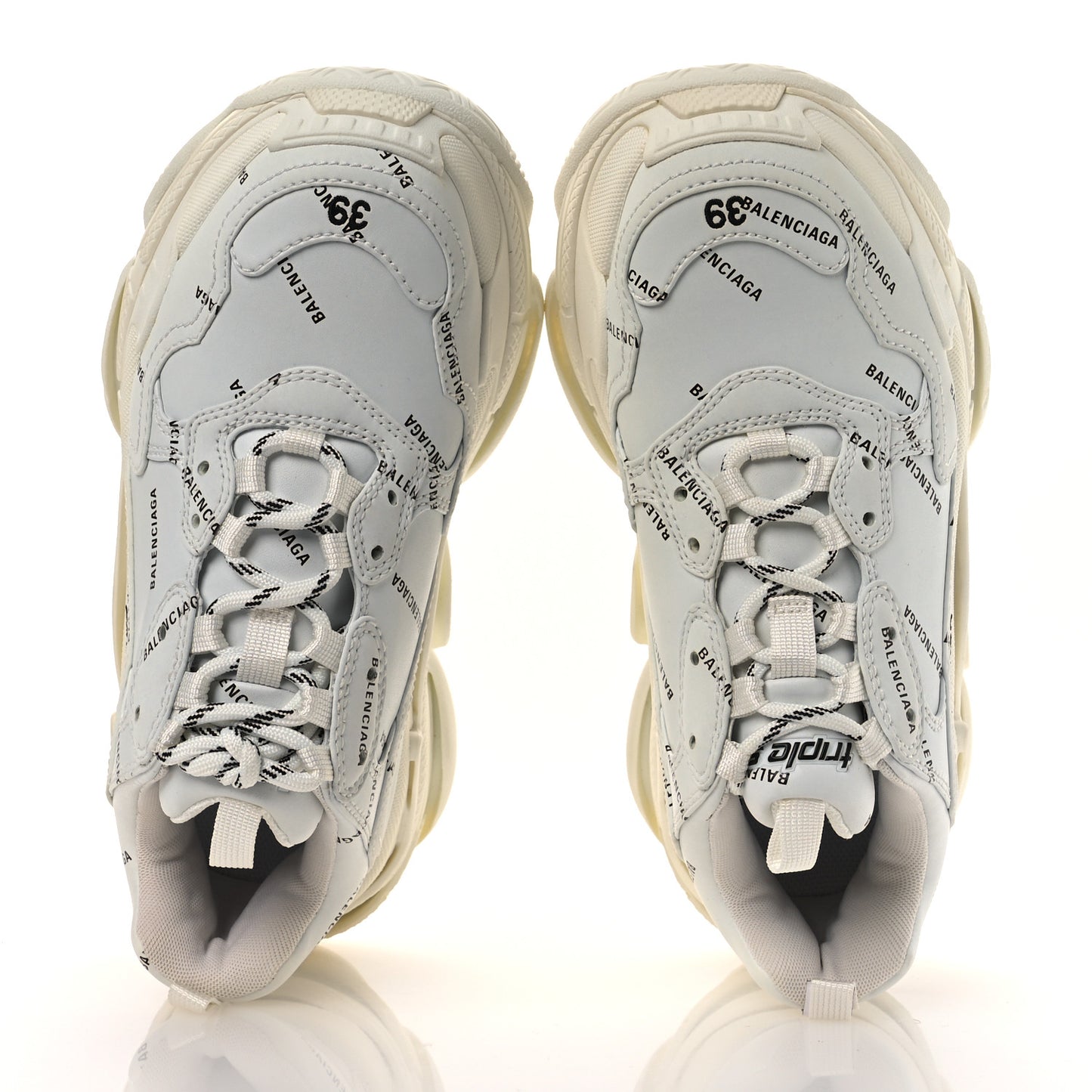 Technical Fabric Allover Logo Womens Triple S Sneakers 39 White Black