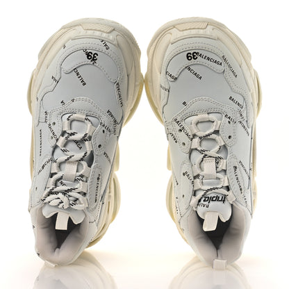 Balenciaga Technical Fabric Allover Logo Womens Triple S Sneakers 39 White Black 2 of 11